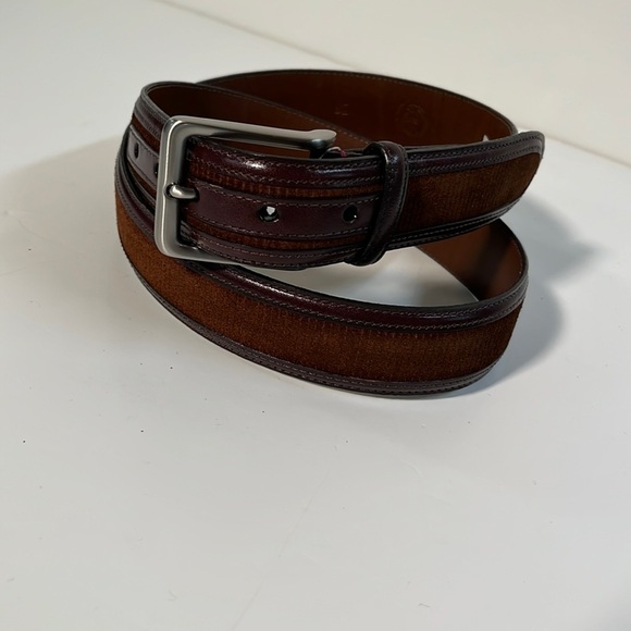TORINO LEATHER CO. NWT Men's European Suede & Leather Chili & Brown Belt 38 Gift